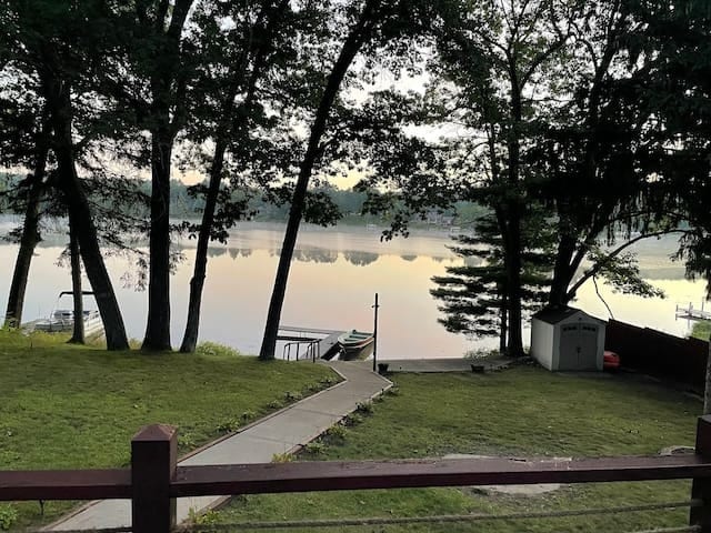 Wonderful view of the lake from our deck.