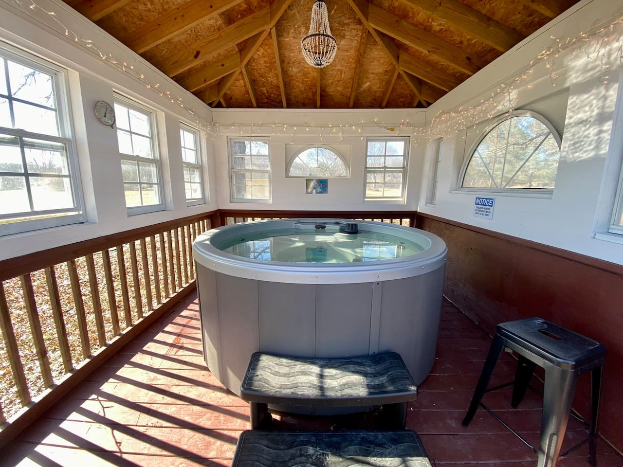 Relax all year round in covered hot tub