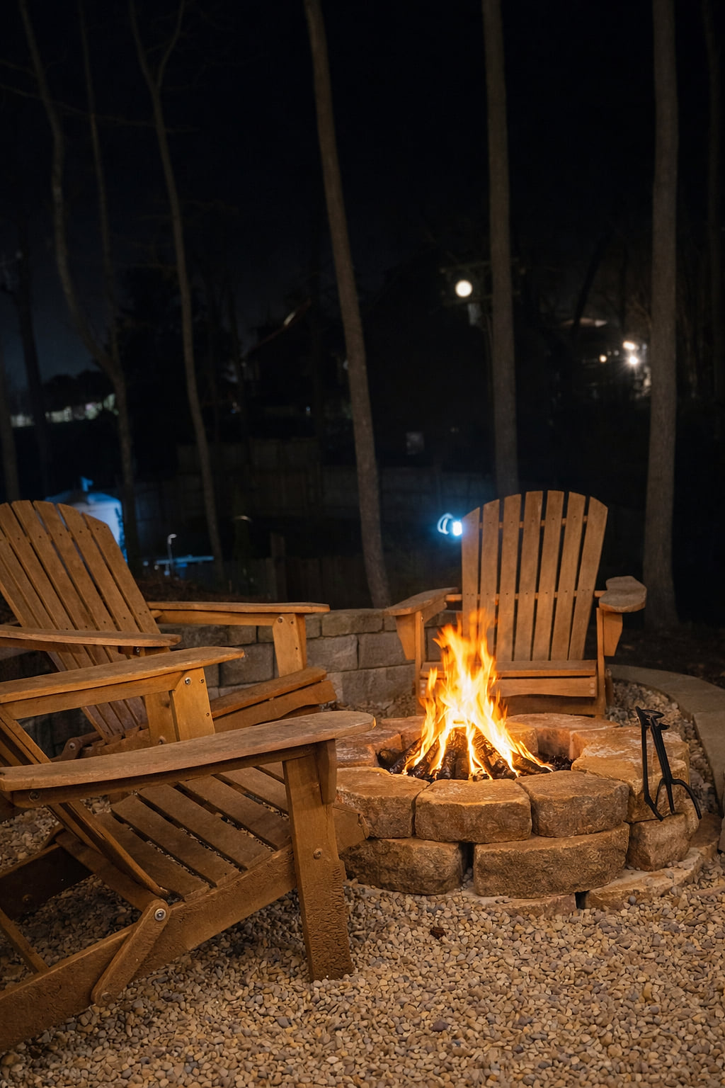 As the fire crackles and the night settles in, these chairs become the best seats in the house. Stories, laughter, and slow evenings under the trees—this is where the day ends and the memories begin.