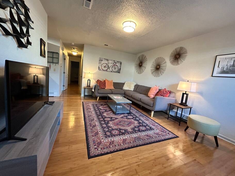 Open living area with smart tv