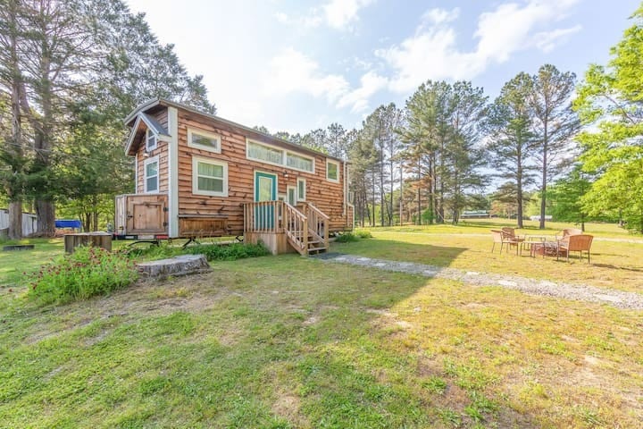 224 sq ft custom built tiny house on wheels. 
