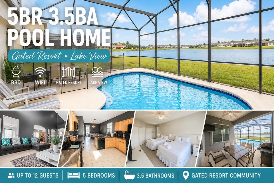 CRYSTAL COVE (4725BD) - 5BR 3.5BA Pool home with Lake View - Kissimmee
