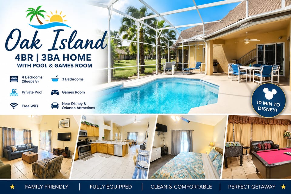 OAK ISLAND - 4BR 3BA Home w/ Pool & Games Room - Kissimmee