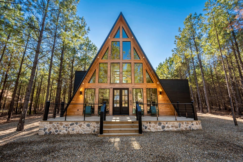 "Step into a world of rustic warmth and modern elegance, welcomed by inviting double doors."
