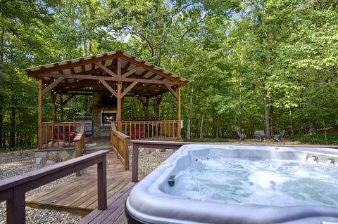 After a long day of adventure, soak your cares away in the luxurious hot tub.