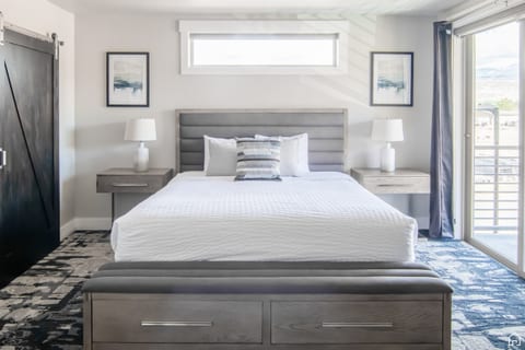 Master bedroom with king bed and ensuite bathroom