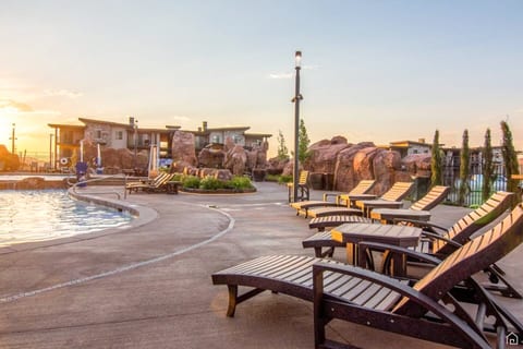 Pool view at sunset