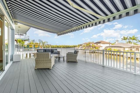 Retractable awning and comfortable furniture