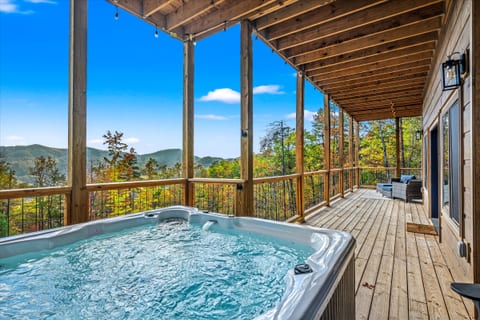 Our hot tub is on the patio, for that relaxing soak after days of adventure.