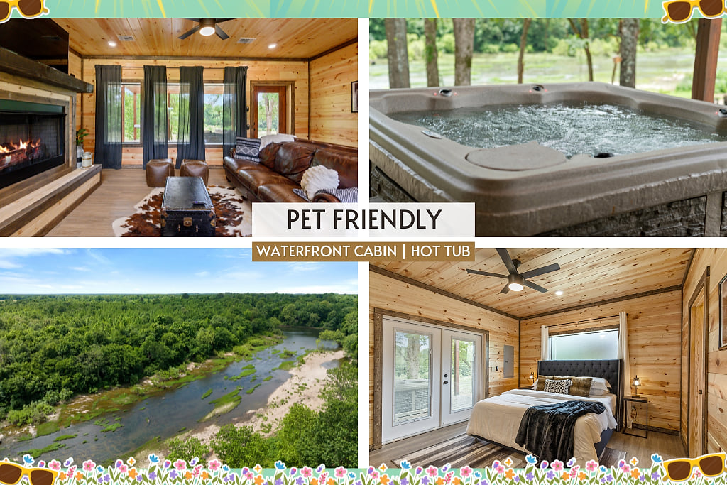 Bring the whole pack to this pet-friendly Broken Bow cabin where riverfront views meet a private hot tub. You’ll have direct access to the Mountain Fork River for morning fishing or afternoon kayaking.