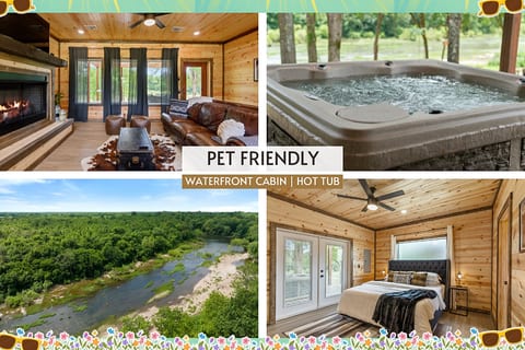 Bring the whole pack to this pet-friendly Broken Bow cabin where riverfront views meet a private hot tub. You’ll have direct access to the Mountain Fork River for morning fishing or afternoon kayaking.