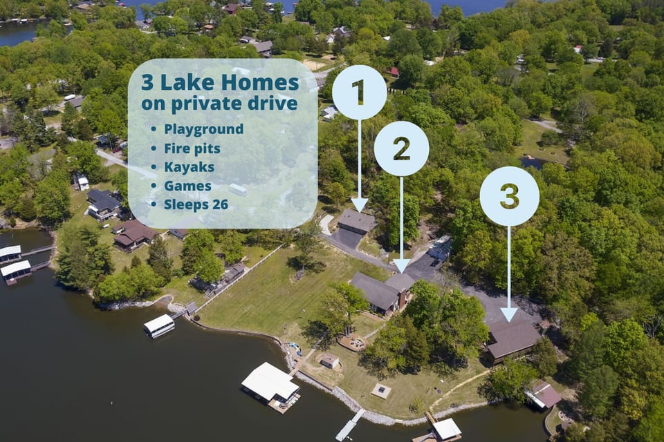 3 Lake homes on private drive
