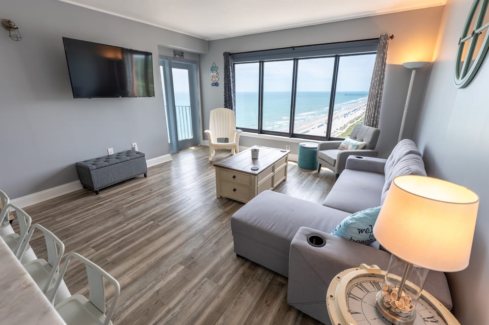 Enjoy Views of the Ocean from the Large Living Room, Beautifully Decorated
