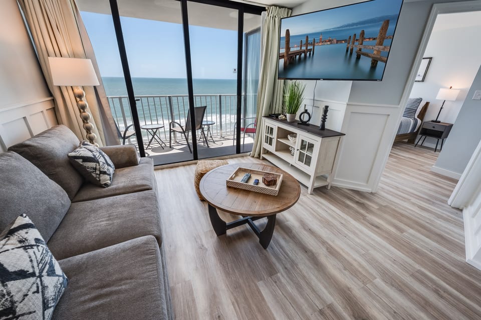 Beautifully Decorated Living Room with Direct Oceanfront Views!