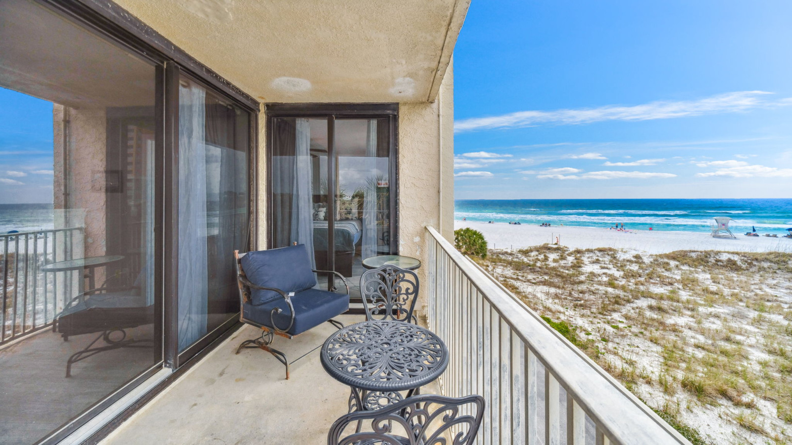 Sip your morning coffee or unwind at sunset on this private beachfront balcony with stunning Gulf views and the sound of waves.