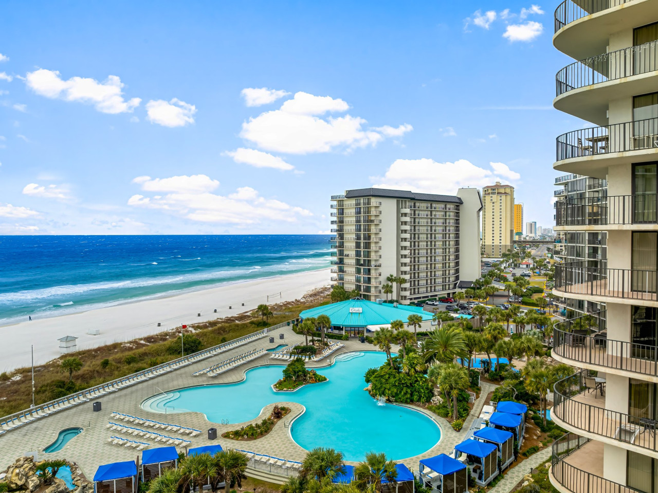 Edgewater Beach Resort in Panama City Beach is a premier beachfront resort featuring high-rise condominiums, stunning Gulf views, and a range of luxury amenities, including pools, dining, and direct beach access.