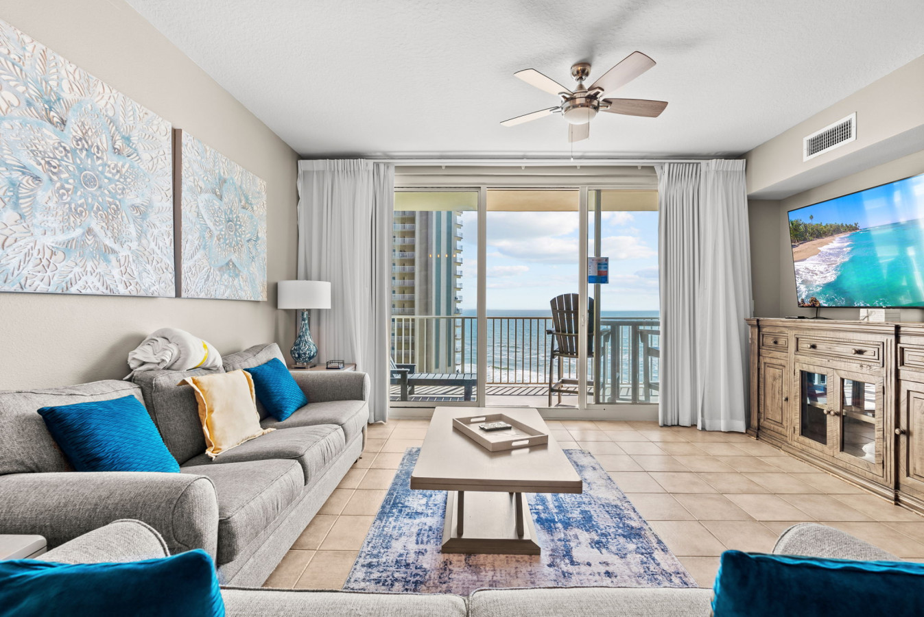 Stunning Gulf views from the living room — perfect for sunrise coffee or sunset cocktails.