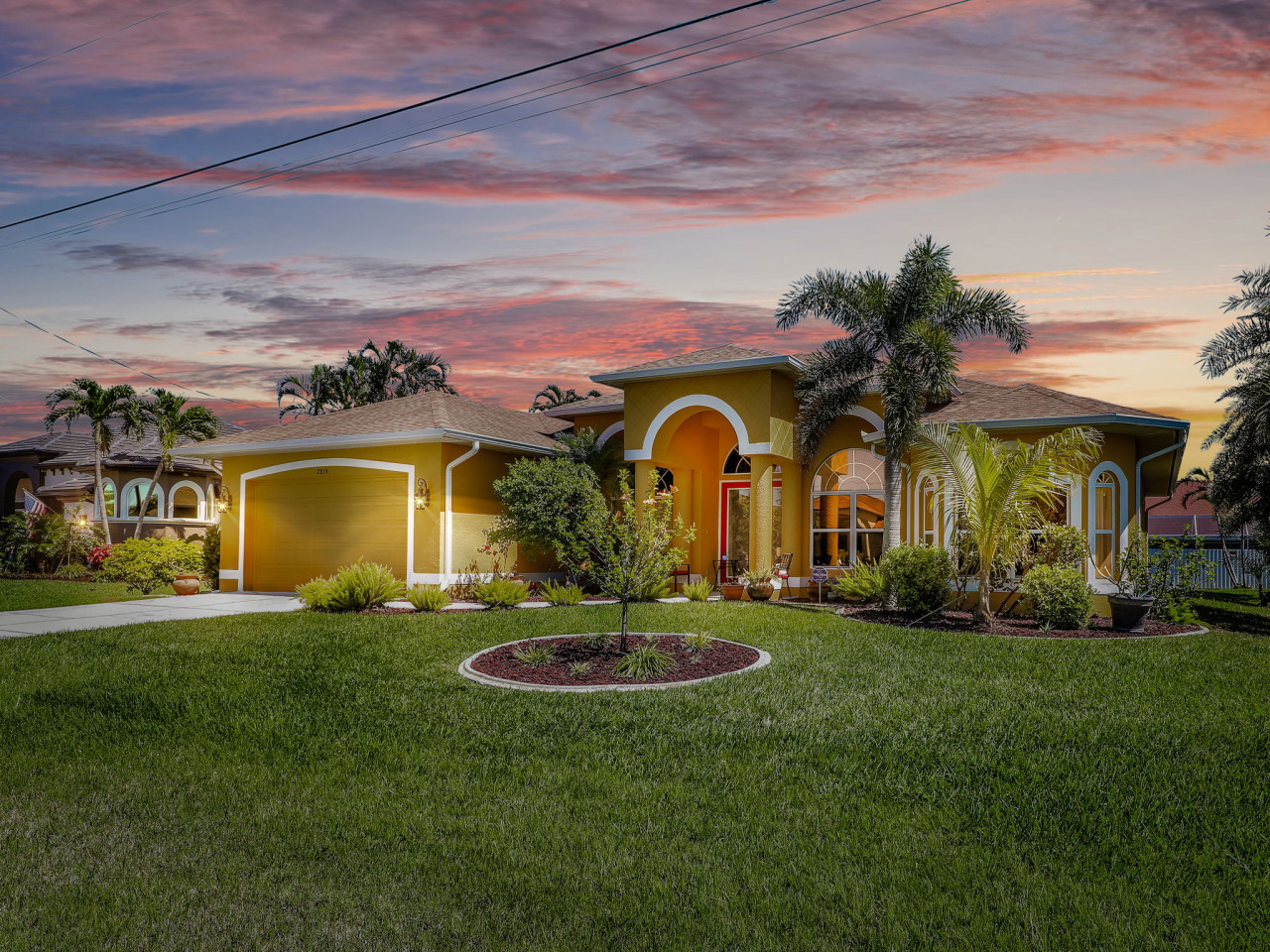 View of the home at sunset
