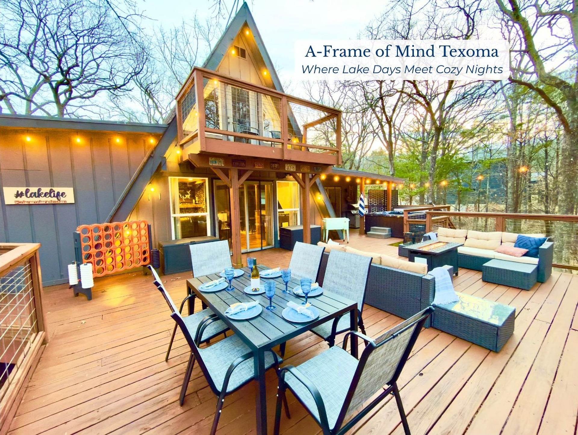 800 sf Deck | Fire table | Outdoor Cooler | Gas Grill (Propane Provided) | Private Hot Tub | Tons of Outdoor Games | Private Wooded Views | String Lights | Outdoor Dining Table for 6