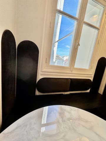 Enjoy the breakfast area, which boasts mesmerizing views of the Paris rooftops. The scenery is especially captivating on sunny days and takes on a poetic charm during other times, providing the perfect backdrop for a serene start to your day.