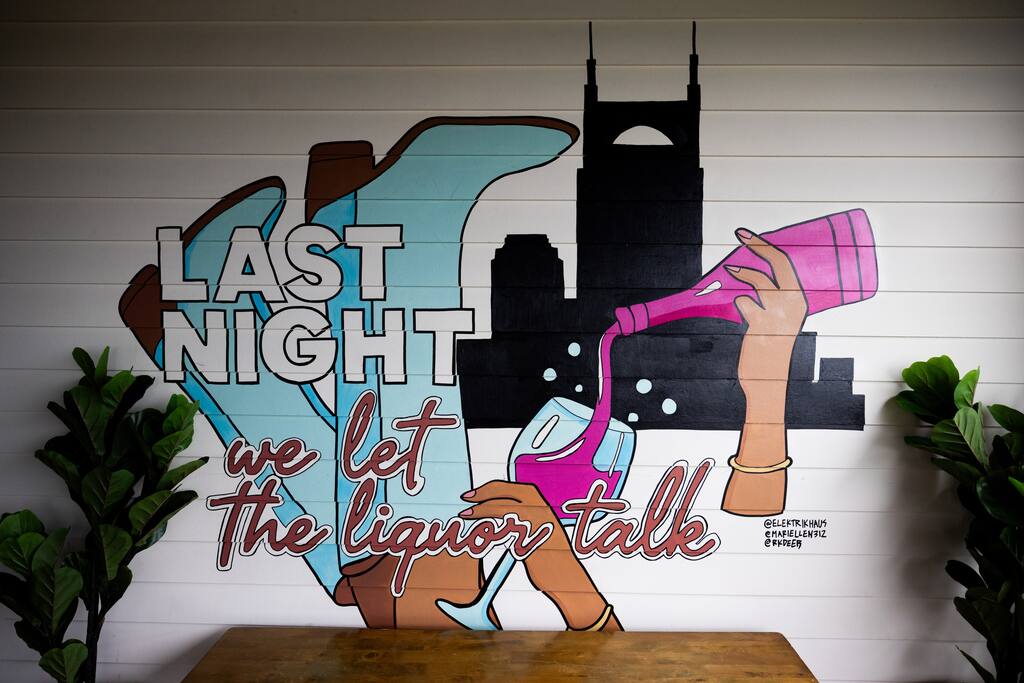 Newest mural on the rooftop deck! "Last night we let the liquor talk" is perfect for your photos before heading to Broadway!