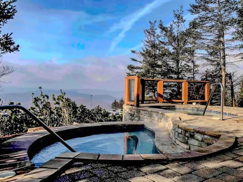 Watch the sunset from the common area hot tubs
