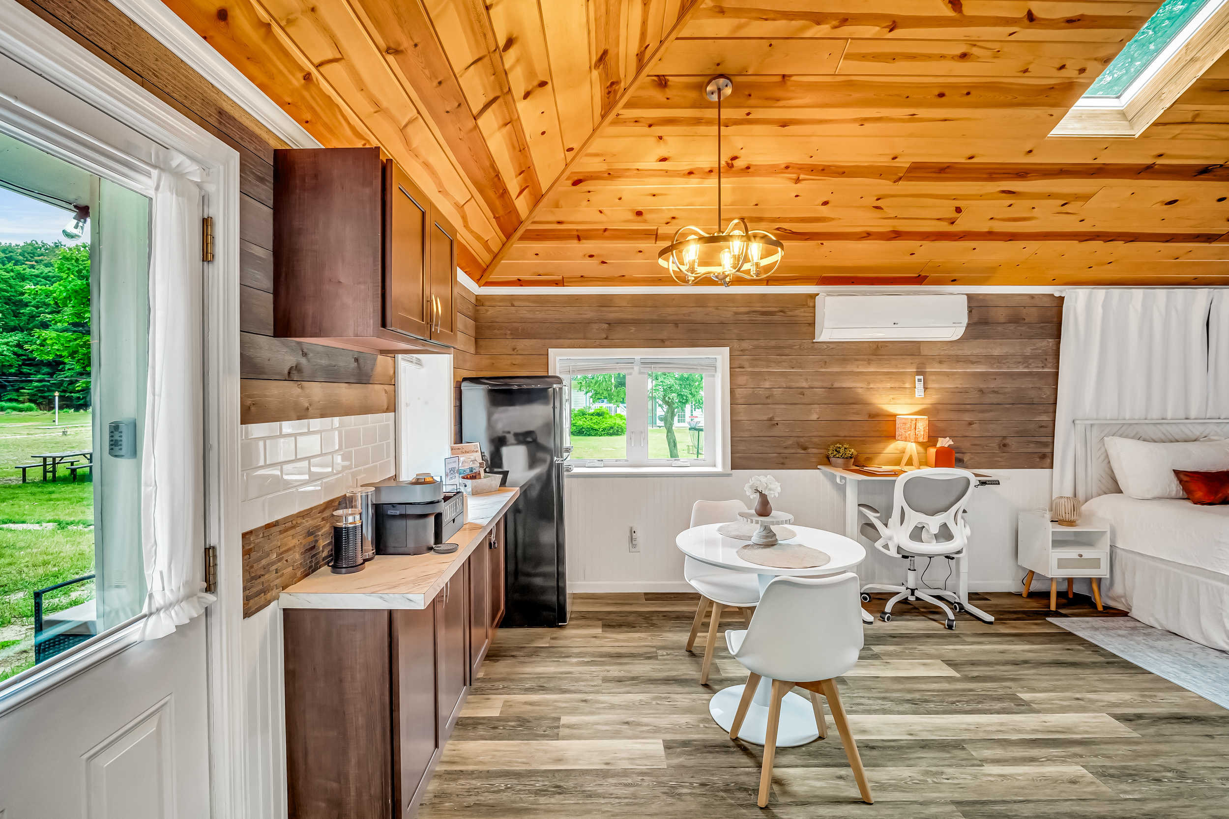 Table for 2 with ample counter space for cooking or storing your items.