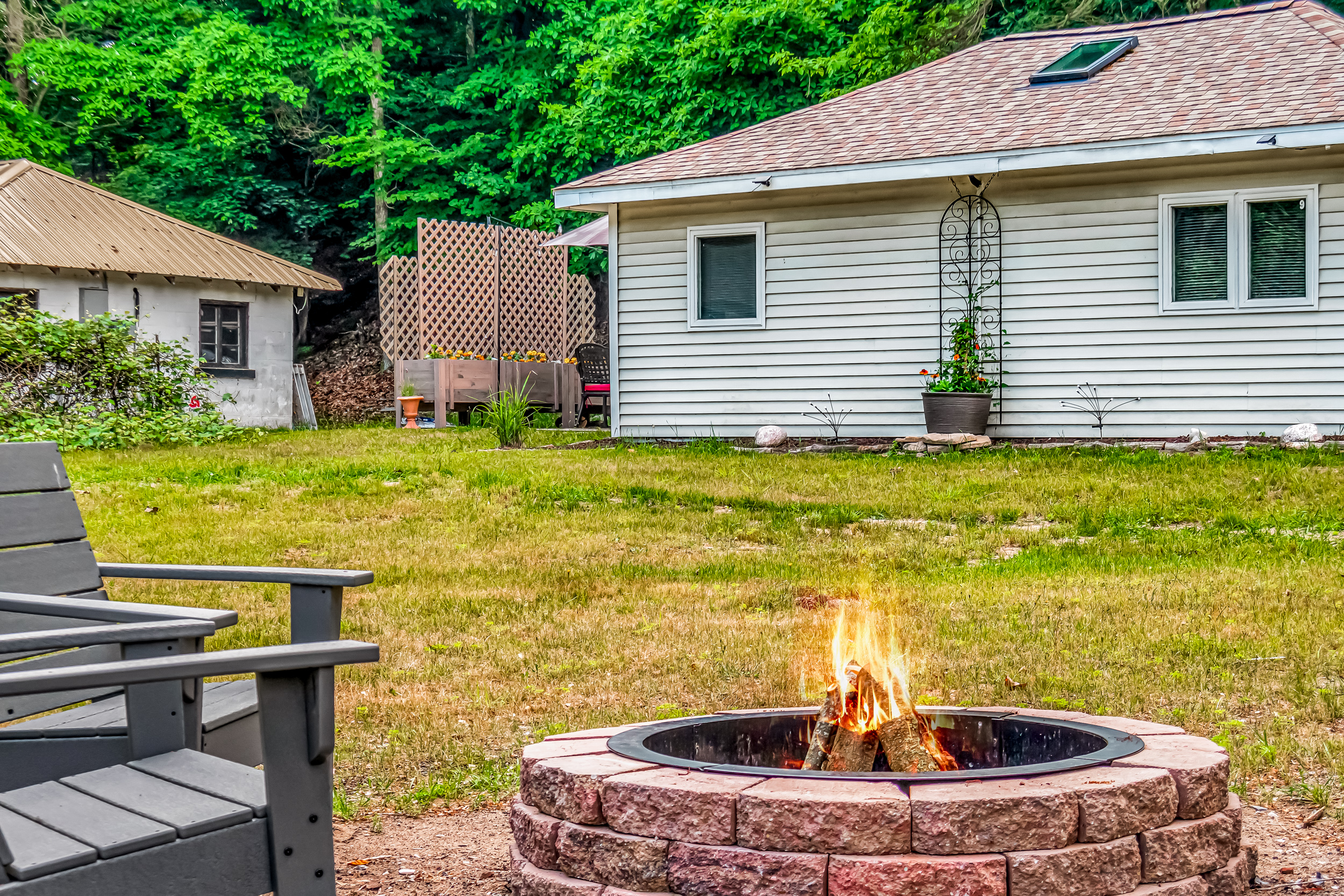 Large fire pit is available for community use