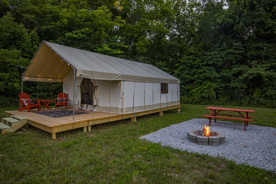 Wooden stove to keep you watm insire, firepit to keep you cozy outside.