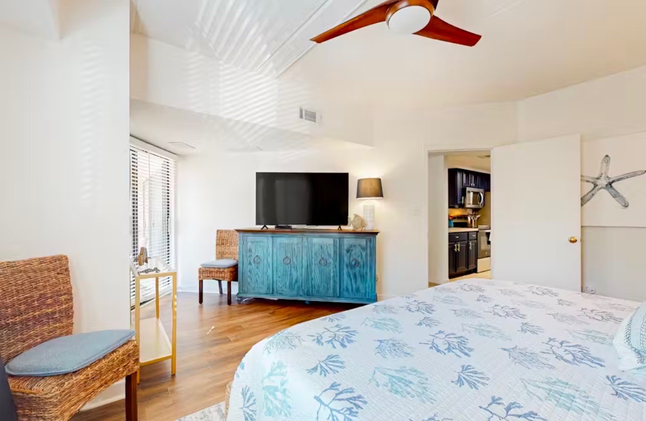 Bedroom with King bed. 