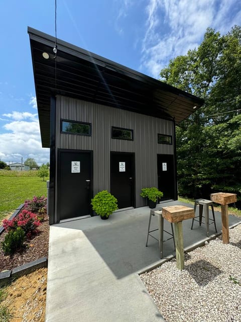 Each cottage is assigned a specific bathroom to maintain your privacy. Simply use the provided code on the keypad on the door to access.