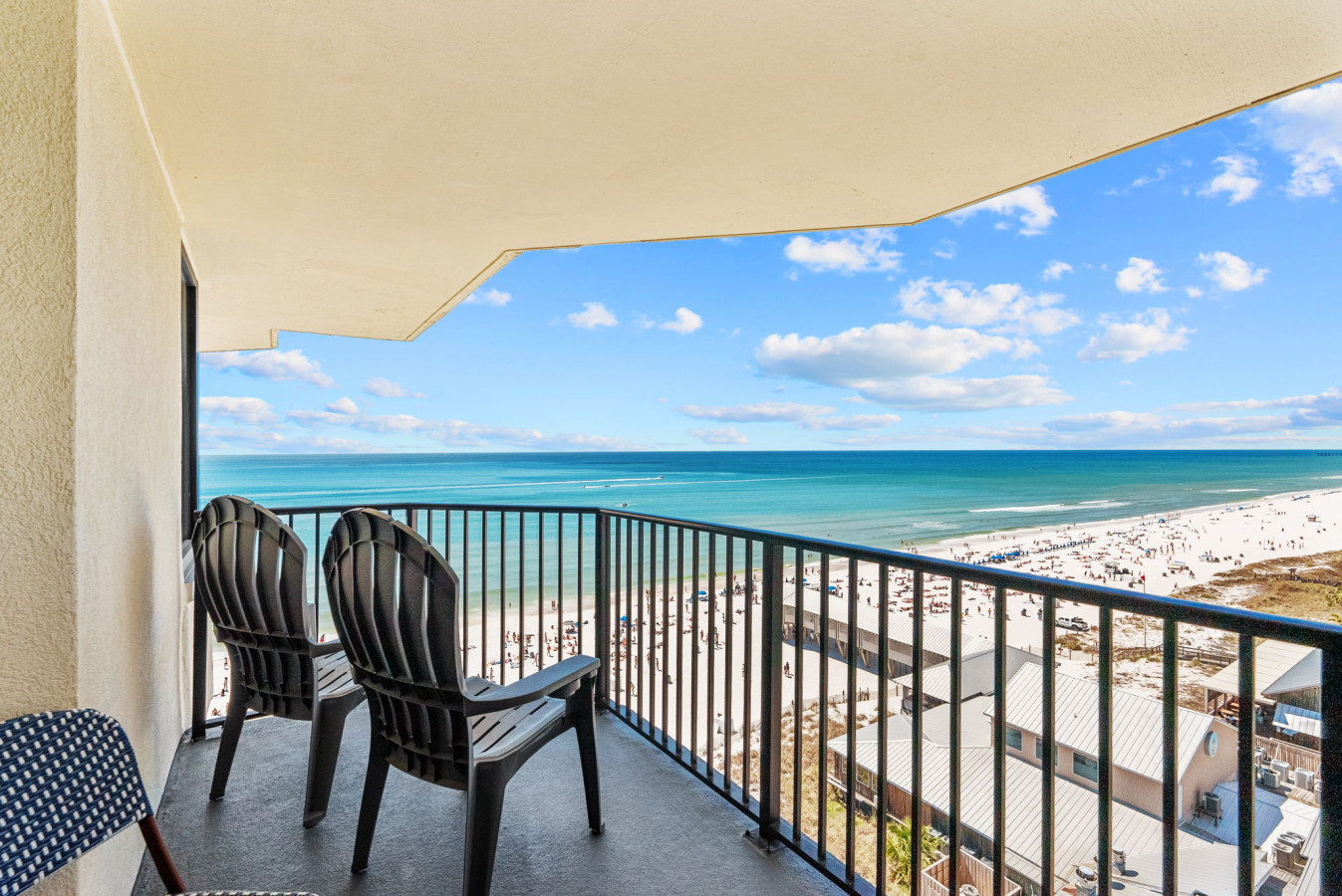 Start your morning or end your evening with salty air and panoramic views from your Gulf-front balcony retreat.