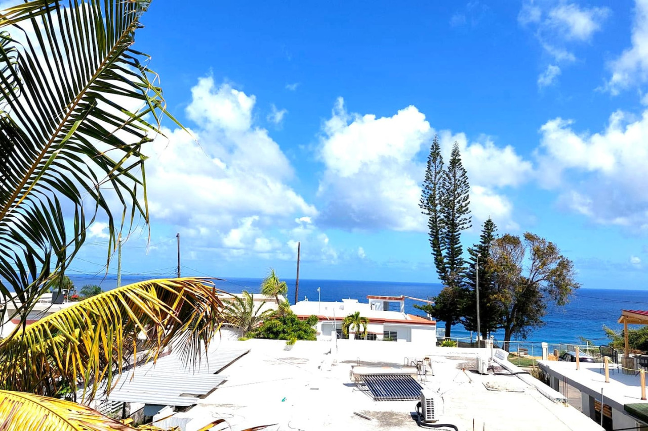 Patio Bliss: Sip your morning coffee with ocean views and vibrant tropical blooms!