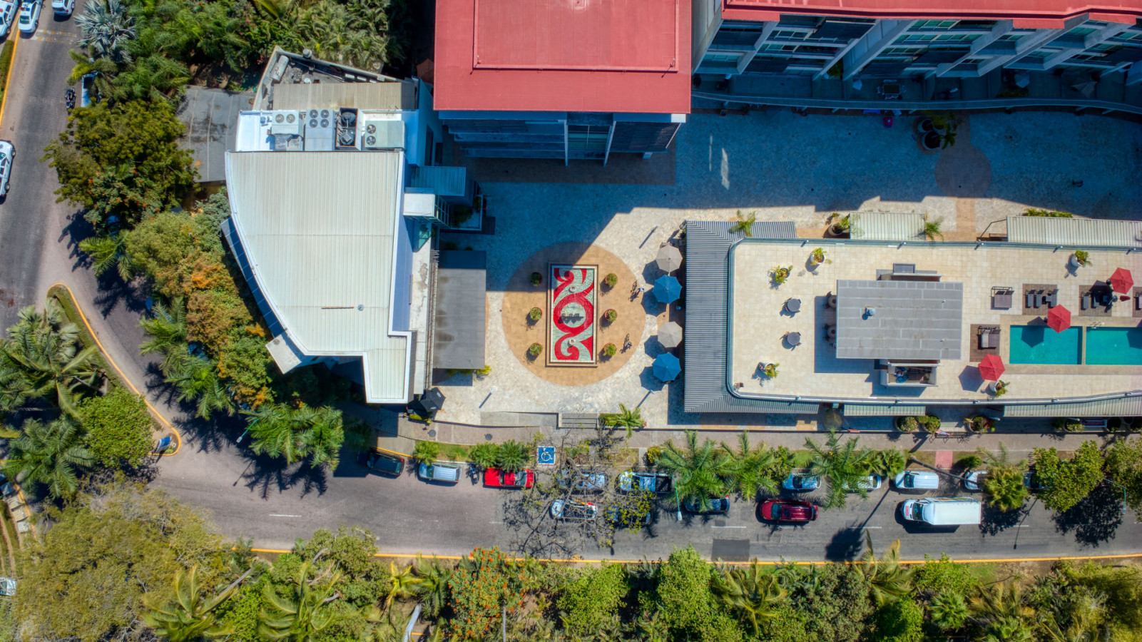 Shopping area and restaurants