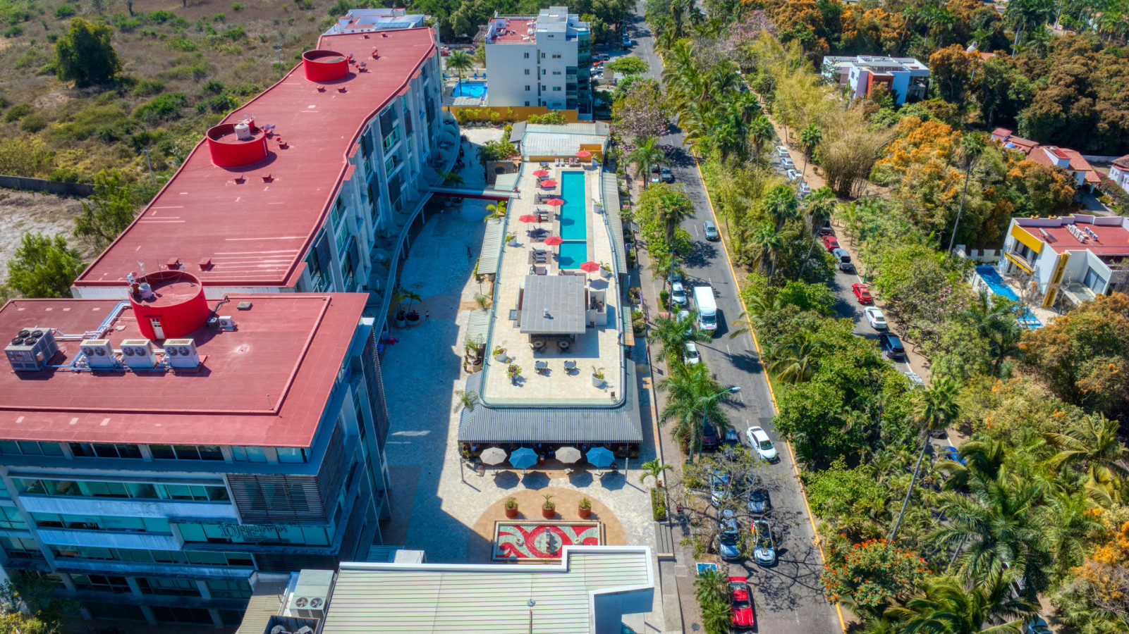 Shopping area and restaurants