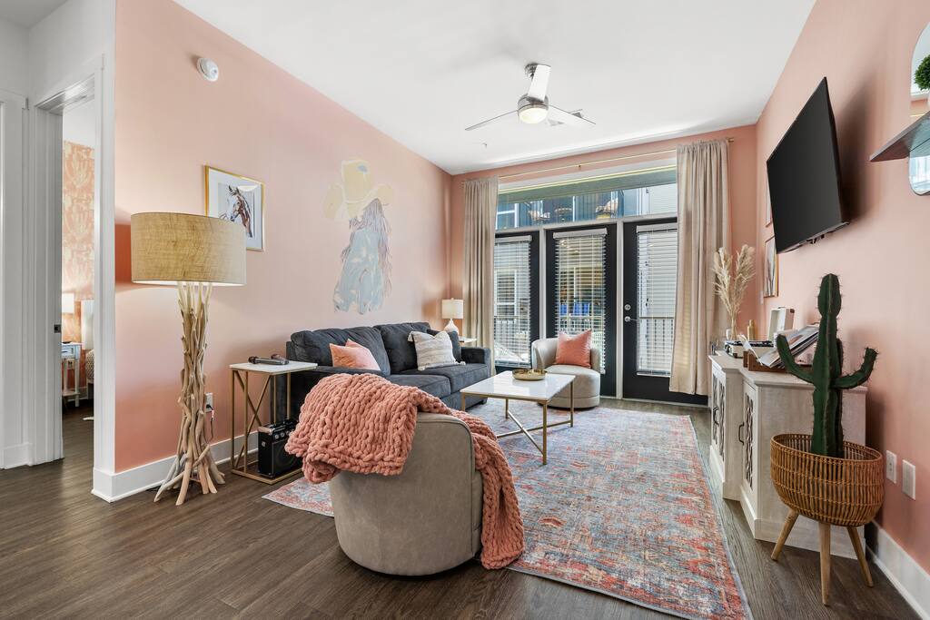 Shot from the kitchen into the living room.