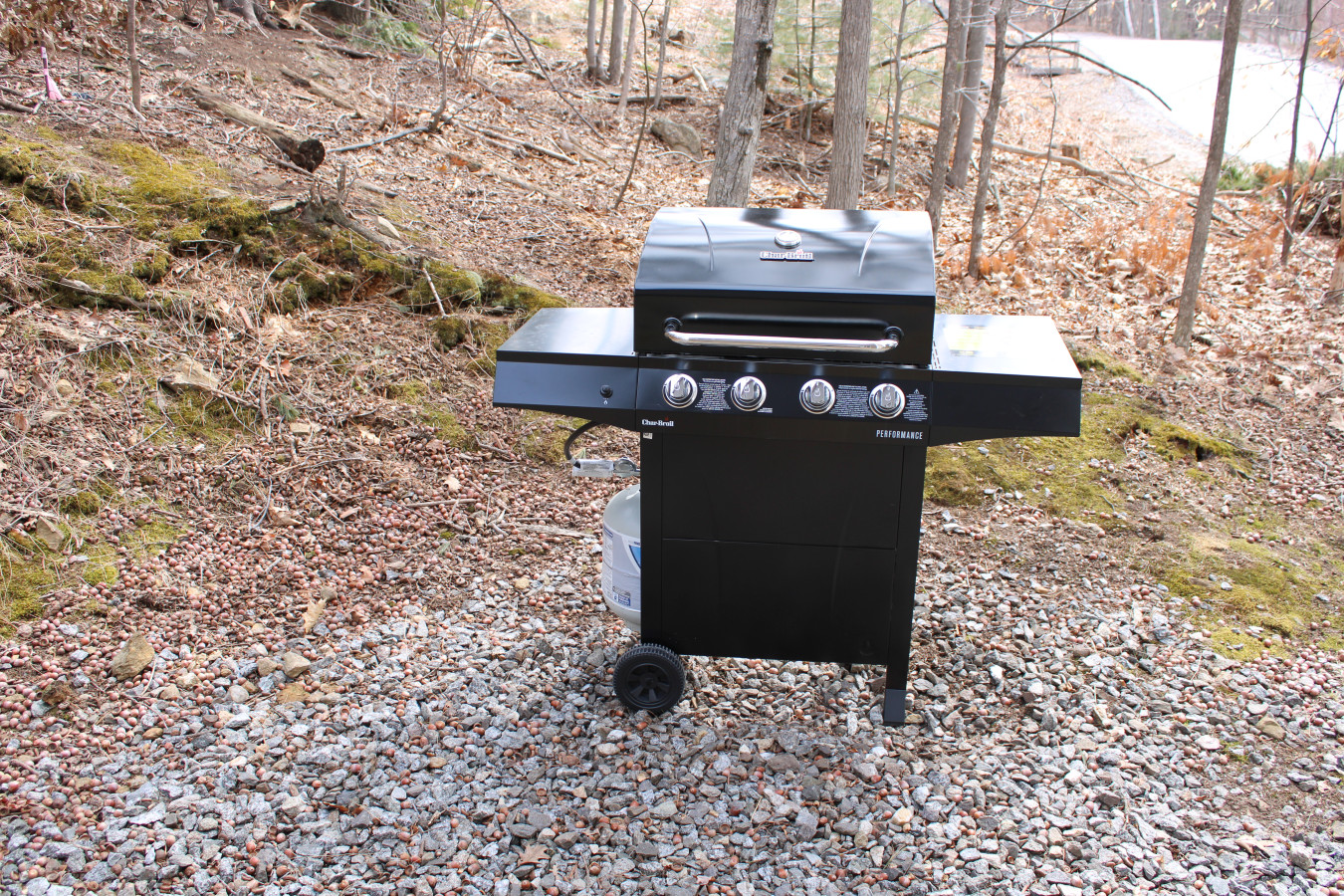 Grill located out back right off the kitchen Grill located out back right off the kitchen - Winnipesaukee Lakefront w/ Private Dock, Beach, Kayaks - Laconia