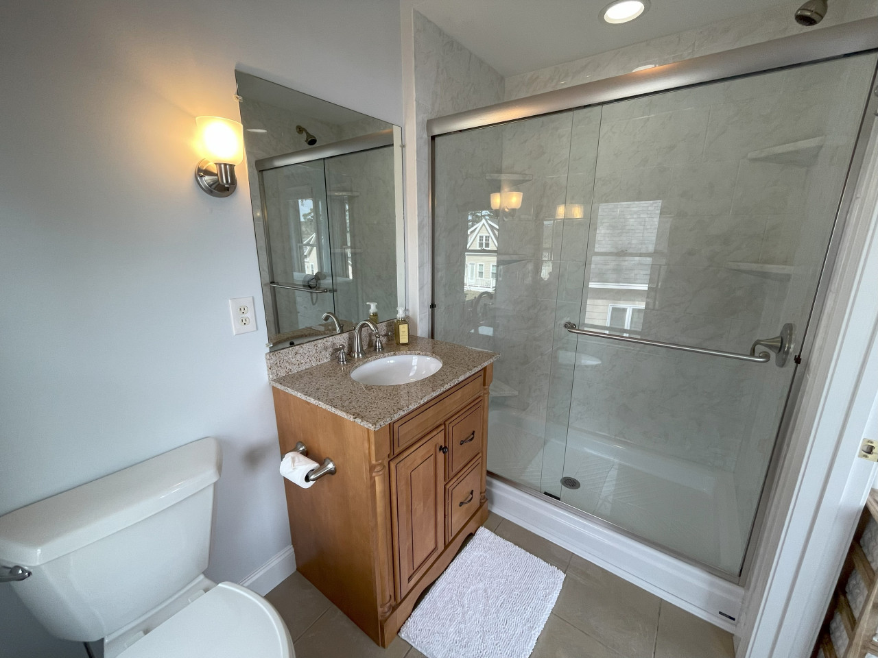In-suite 3/4" Bath off the Primary Bedroom In-suite 3/4" Bath off the Primary Bedroom - Winnipesaukee Lakefront w/ Private Dock, Beach, Kayaks - Laconia