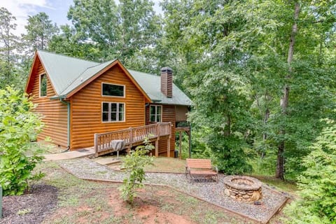 All Wood Log Cabin with Firepit Seating