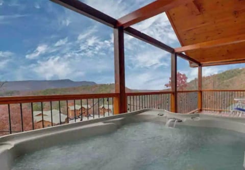 Breathtaking views while soaking in our brand new hot tub!