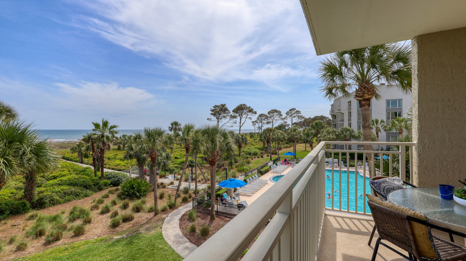 Private Balcony with Uninterrupted Ocean & Pool Views