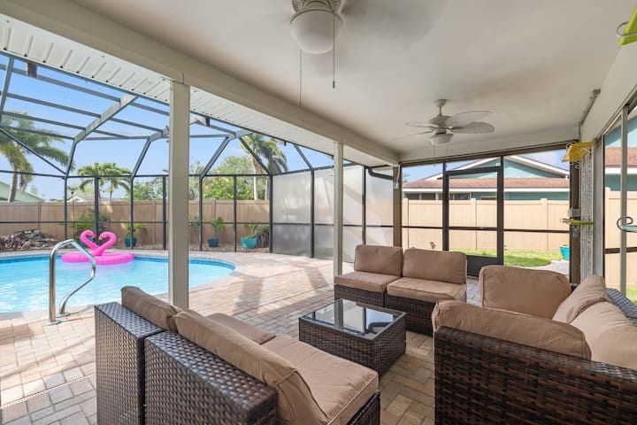 Outdoor seating with Heated Pool