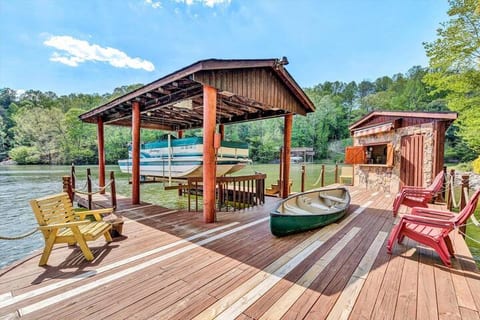 Scenic Waterfront A-frame with hot tub and dock
