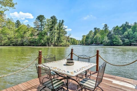 Scenic Waterfront A-frame with hot tub and dock