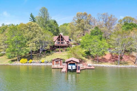 Scenic Waterfront A-frame with hot tub and dock