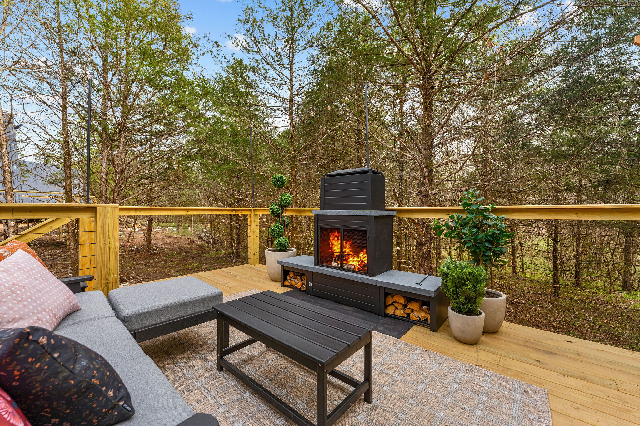 Crackling fire place and seating to unwind Crackling fire place and seating to unwind - Crickets Keep - Omaha