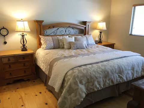 Master bedroom has a king bed