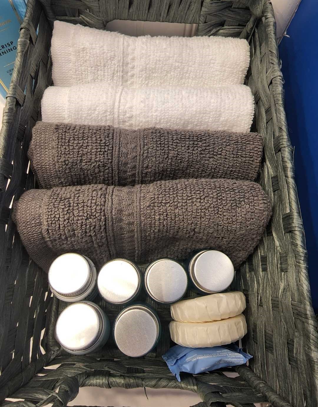 Rest Assured: Fresh Towels and Essential Amenities Included with Your Reservation.