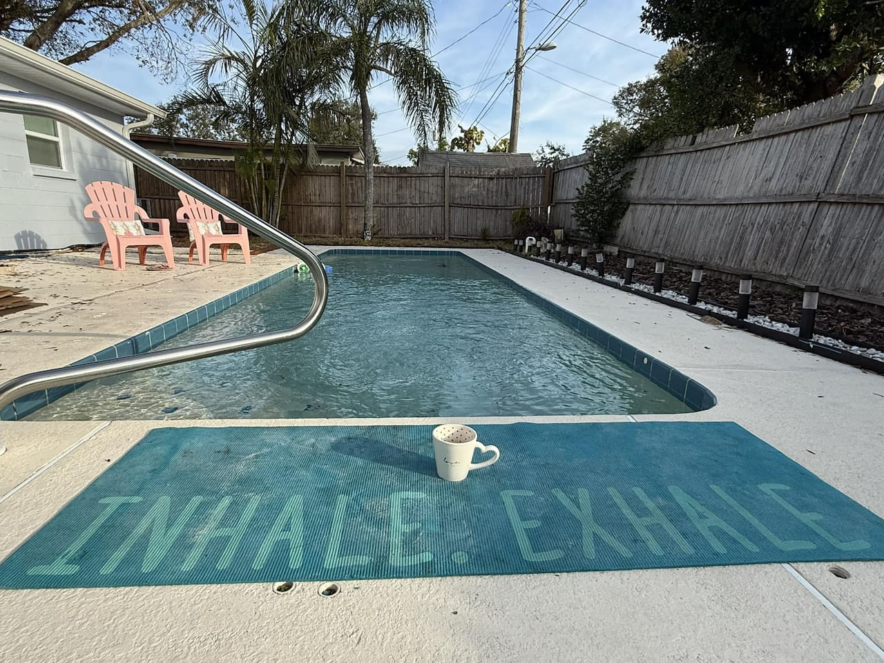 private pool in backyard