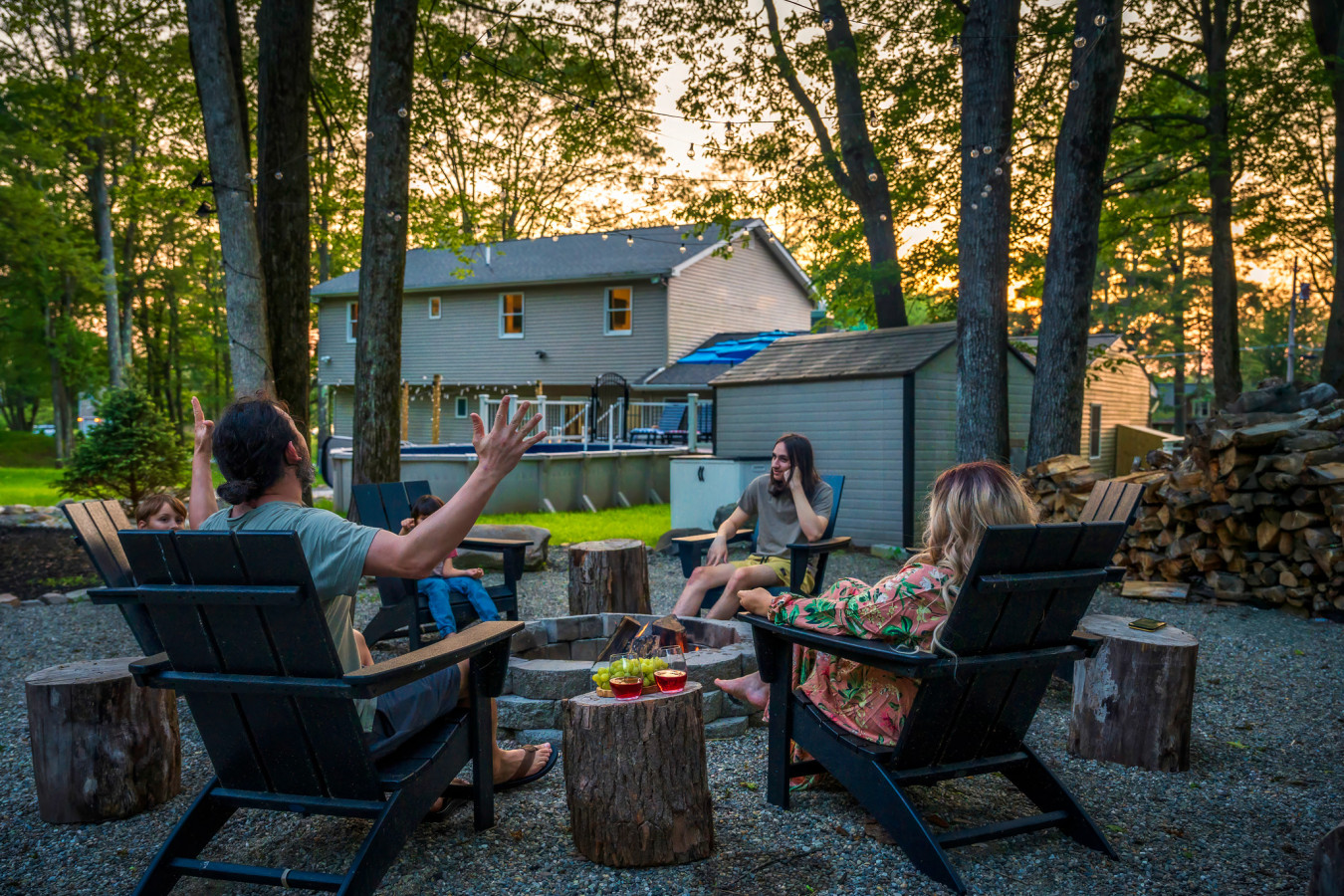Gather 'round the cozy firepit—perfect for s'mores, stories, and stargazing by the lake.